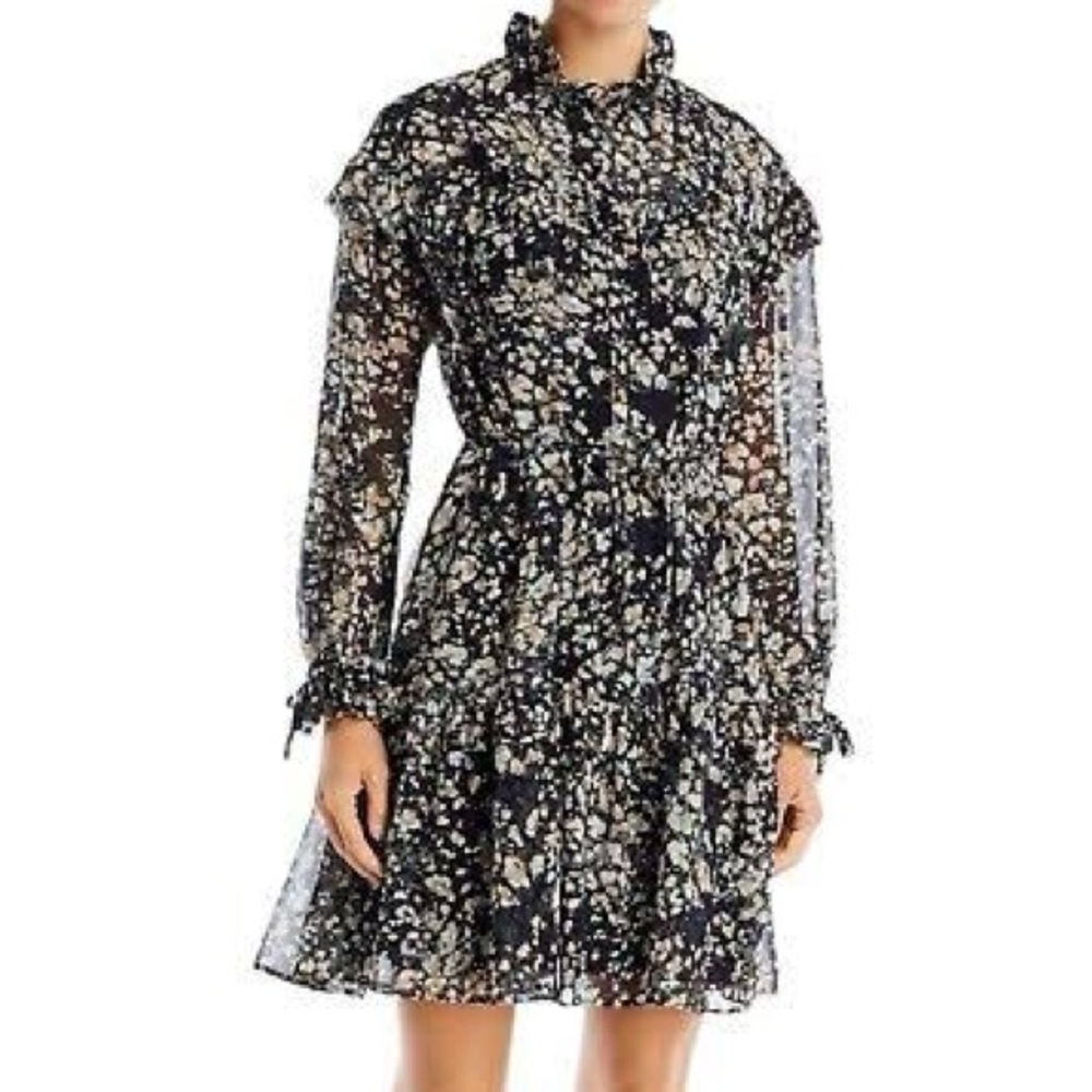 NWT Hugo Boss Denada Black and Cream Long Sleeve Dress
